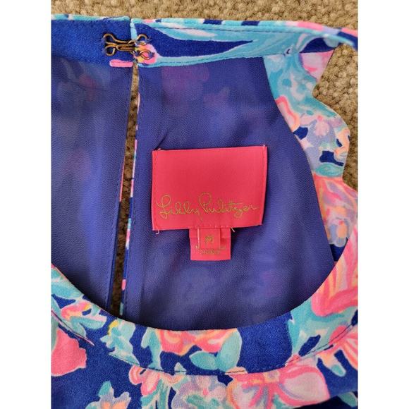 Lilly Pulitzer Tabby Shift Corsica Blue Toucan Party Scallop Halter Dress Size M - Picture 3 of 8